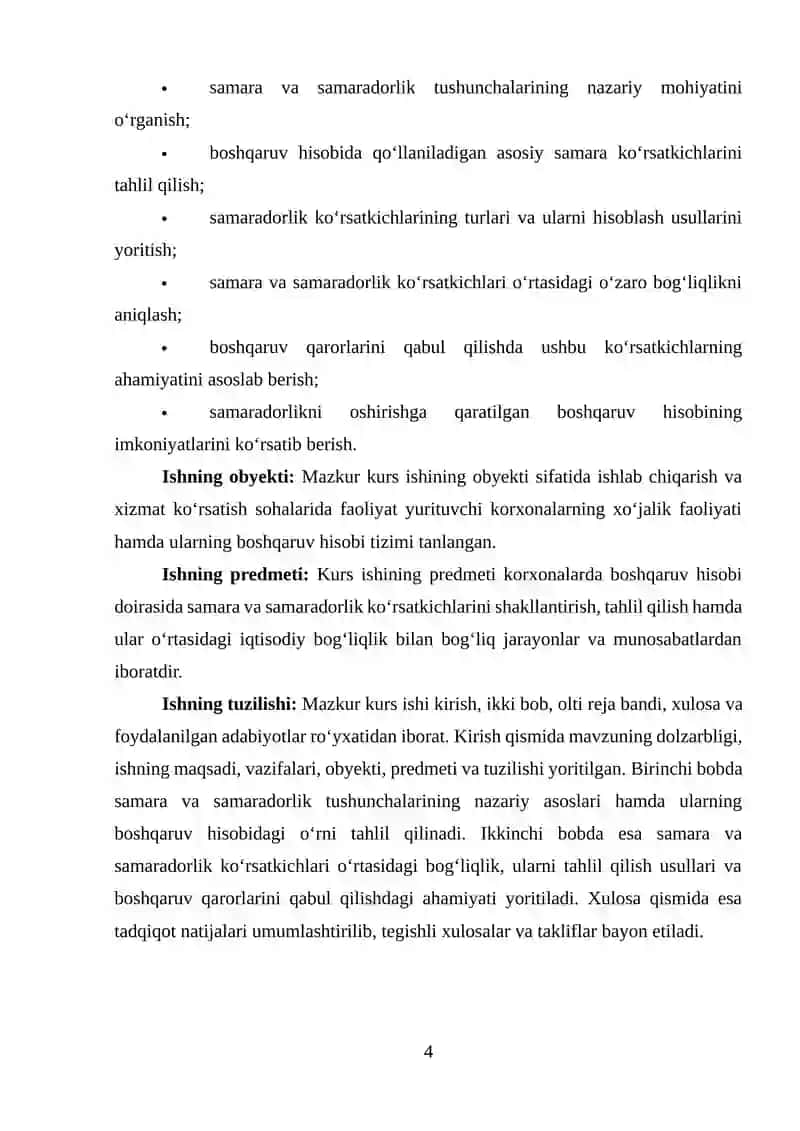 Boshqaruv hisobida samara va samaradorlik ko‘rsatkichlari o‘rtasidagi bog‘liqni o‘rganish 3