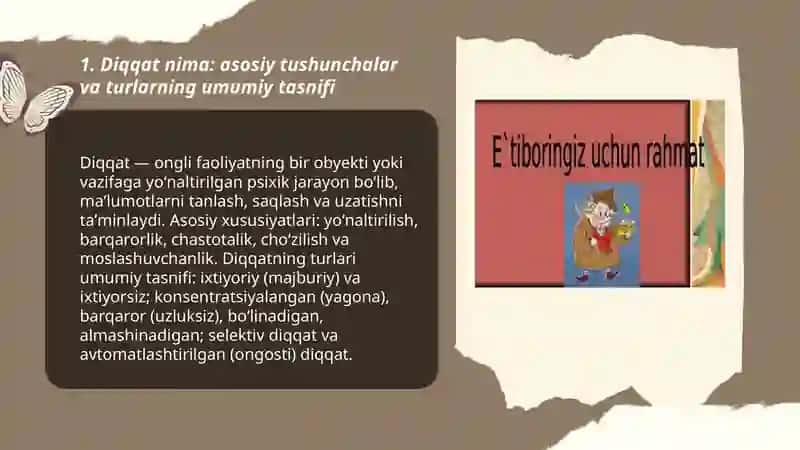 Diqqat turlari haqida Tushuncha 3