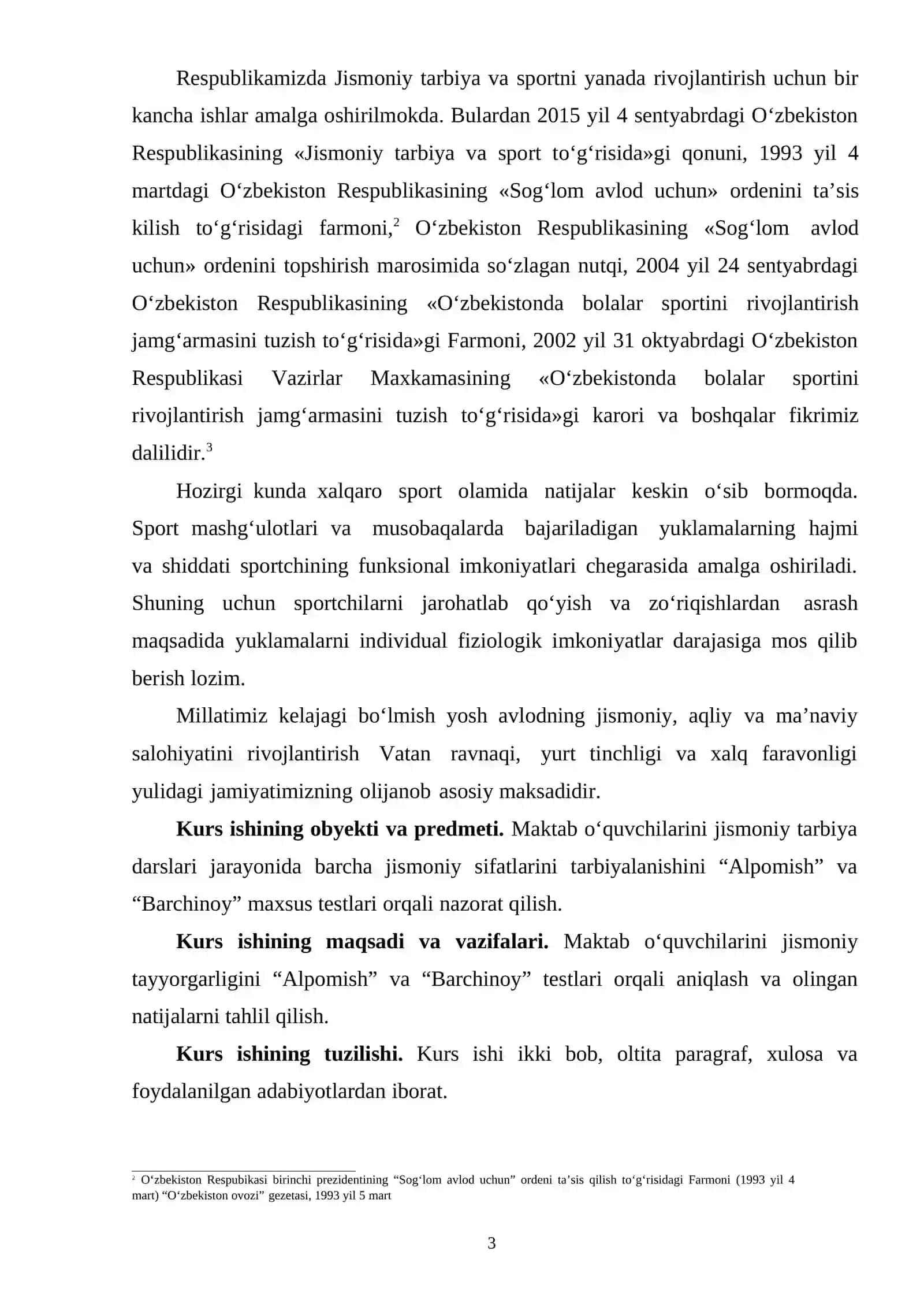 Axolining jismoniy tayyorgarligi va salomatlik darajasini bclgilab bcruvchi “Alpomish" va “Barchinoy" maxsus test lari 3