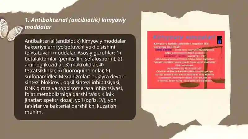 Antibakterial (antibiotik) kimyoviy moddalar 3
