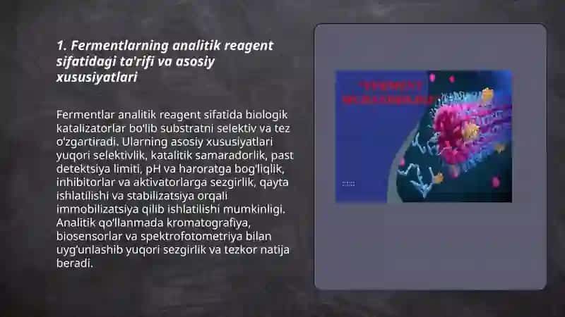 Fermentlar analitik reagentlar sifatida 3