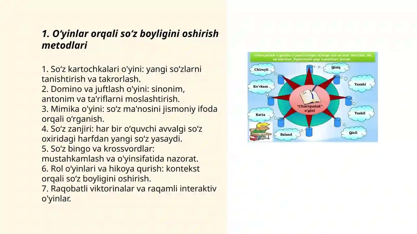 Ona tili darslarida interfaol metodlardan foydalanib soʻz boyligini oshirish 3