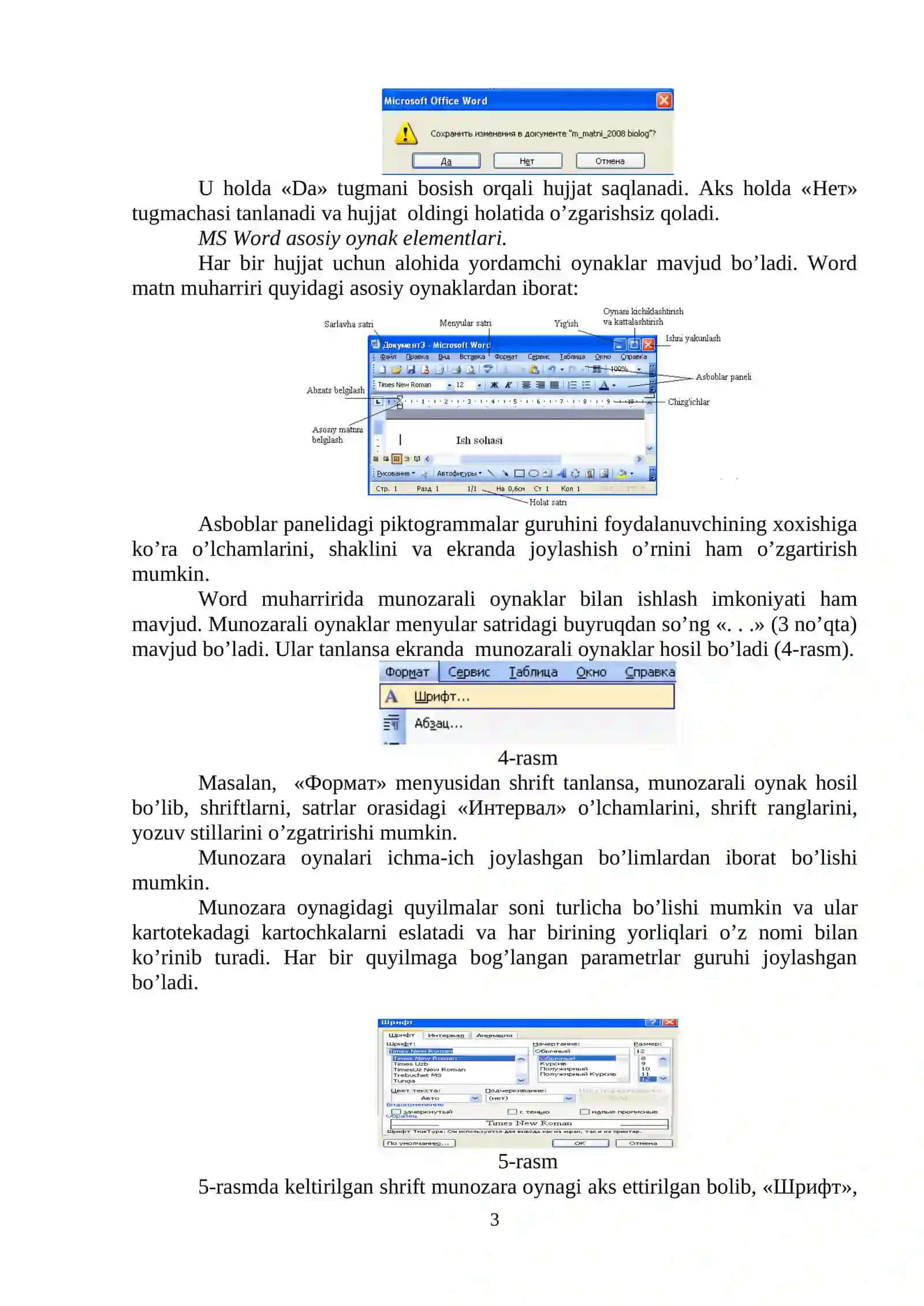 WORD MATN MUHARRIRINING GRAFIK IMKONIYATLARI 3