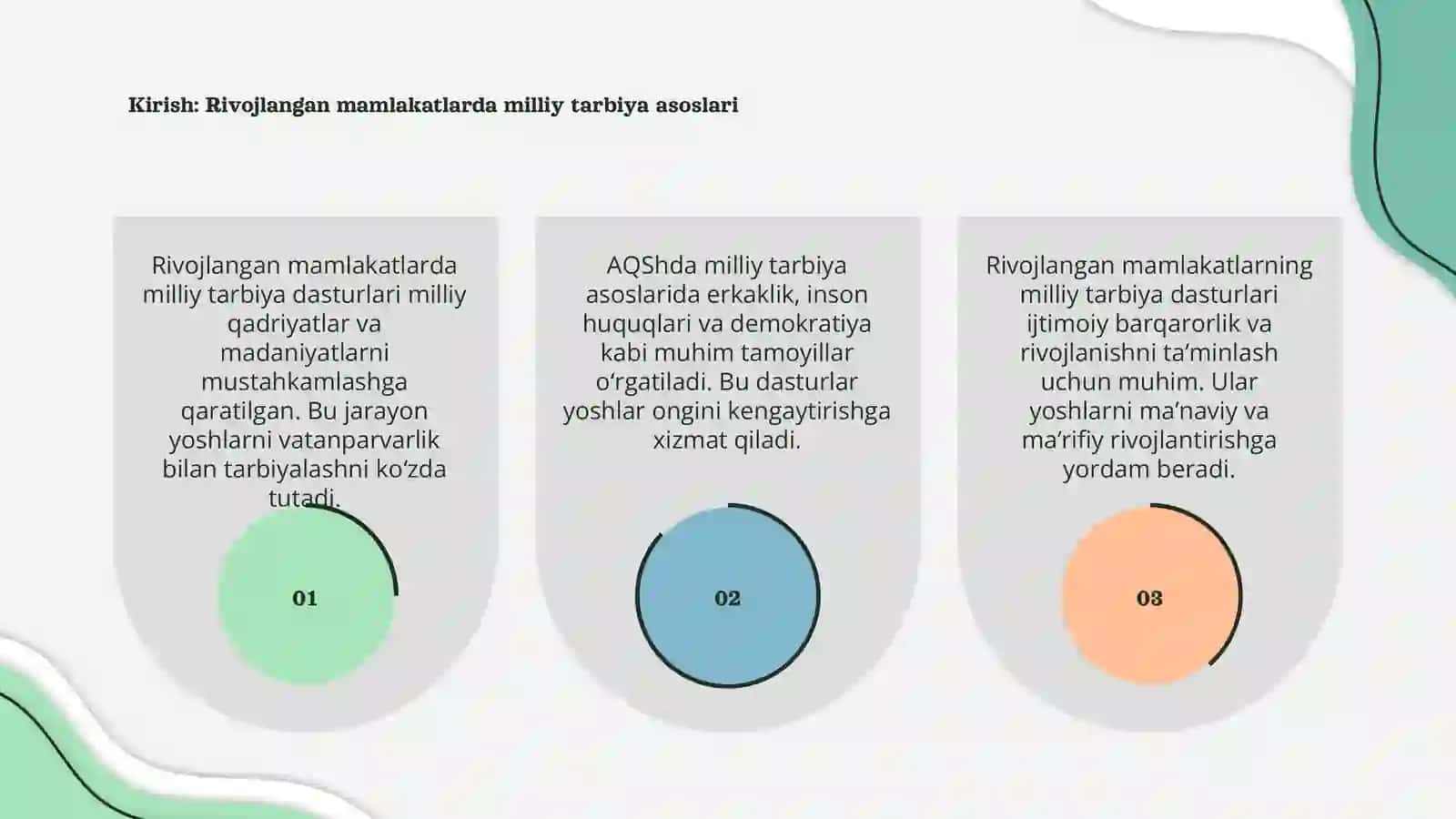 Rivojlangan mamlakatlarda milliy tarbiya dasturlarining mazmuni AQShda 3
