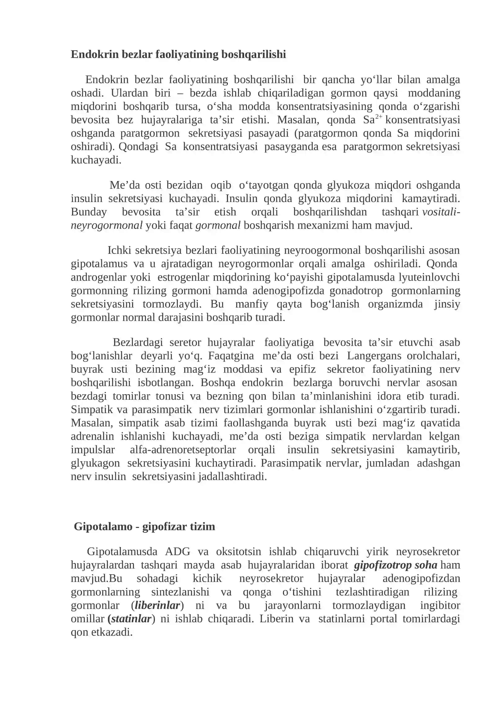 ORGANIZM FUNKTSIYALARINING BOSHQARILISHIDA GIPOTALAMO-GIPOFIZAR TIZIM VA BUYRAK USTI BEZLARINING ROLI 3