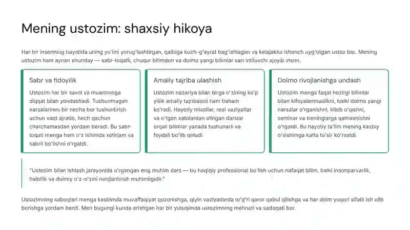Ustozlik — nafaqat kasb, balki butun hayotni o'zgartiruvchi missiya 3