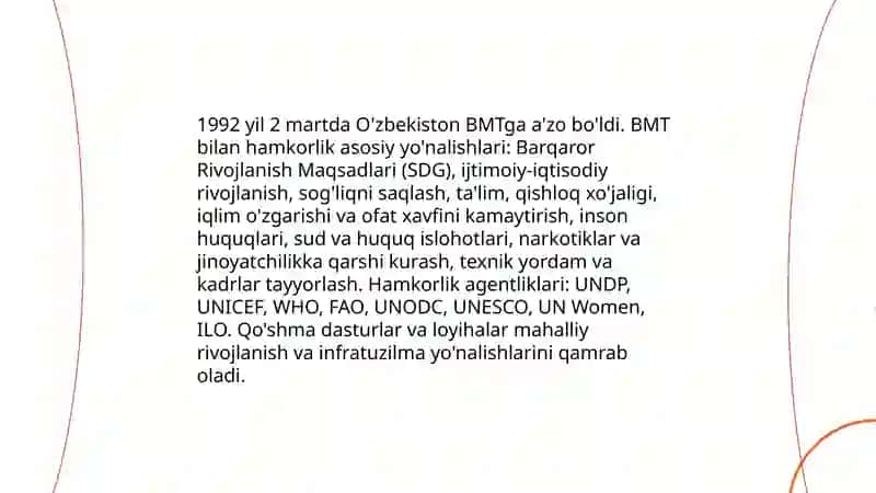 O'zbekistonning xalqaro tashkilotlar bilan hamkorlik aloqalari 3