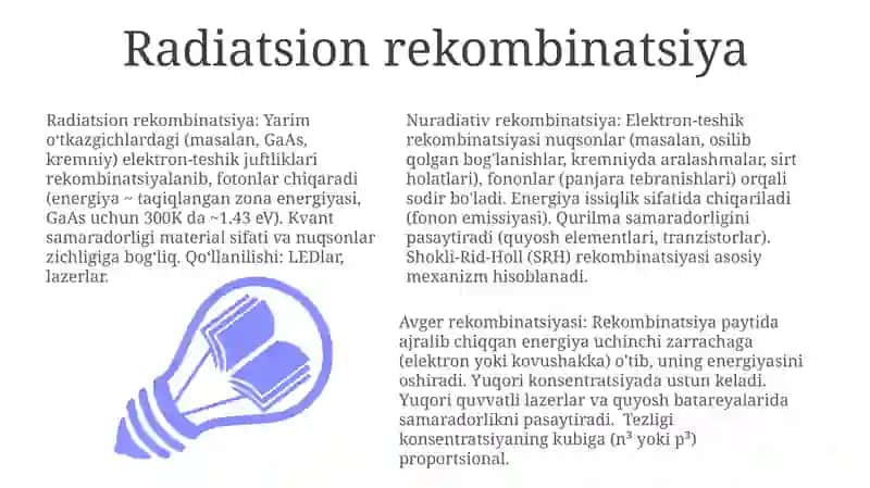 Radiatsion va Nuradsiz Rekombinatsiya 3