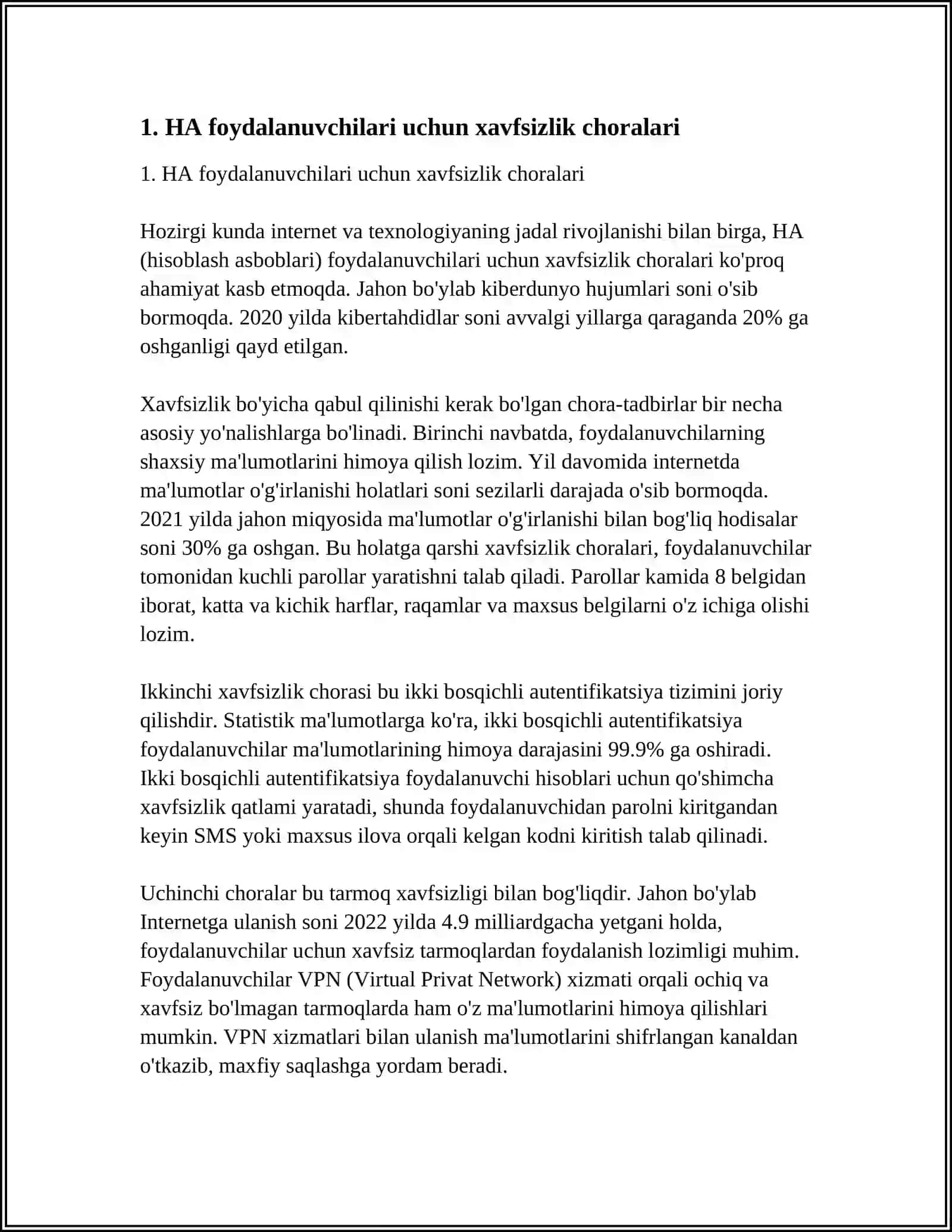 HA foydalanuvchilari uchun xavfsizlik choralari 3