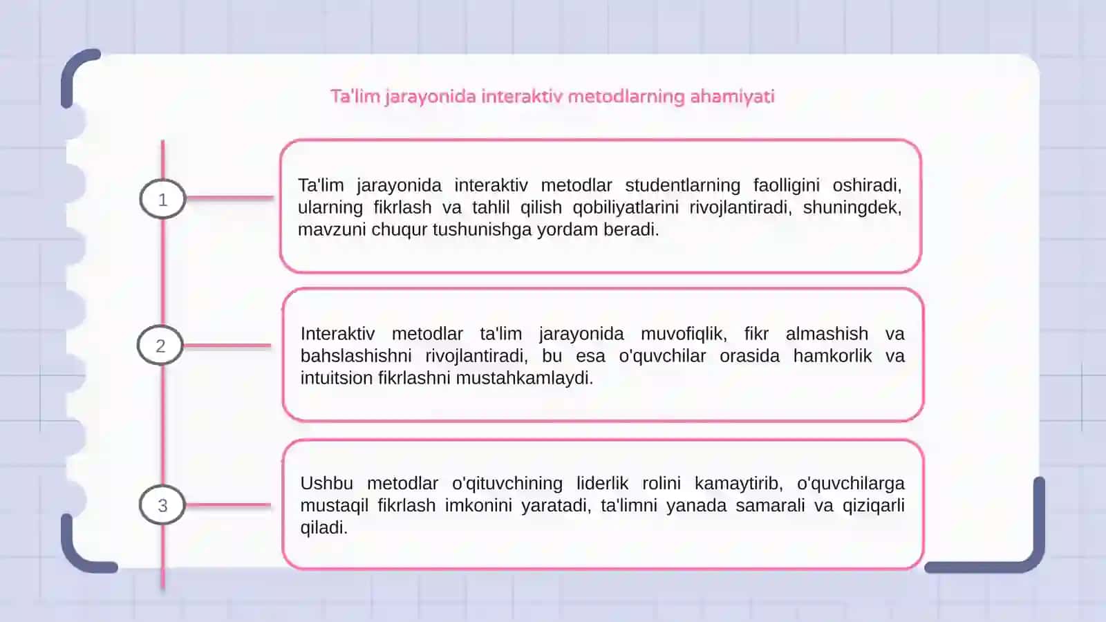Ta'lim jarayonida interaktiv metodlarning ahamiyati 3