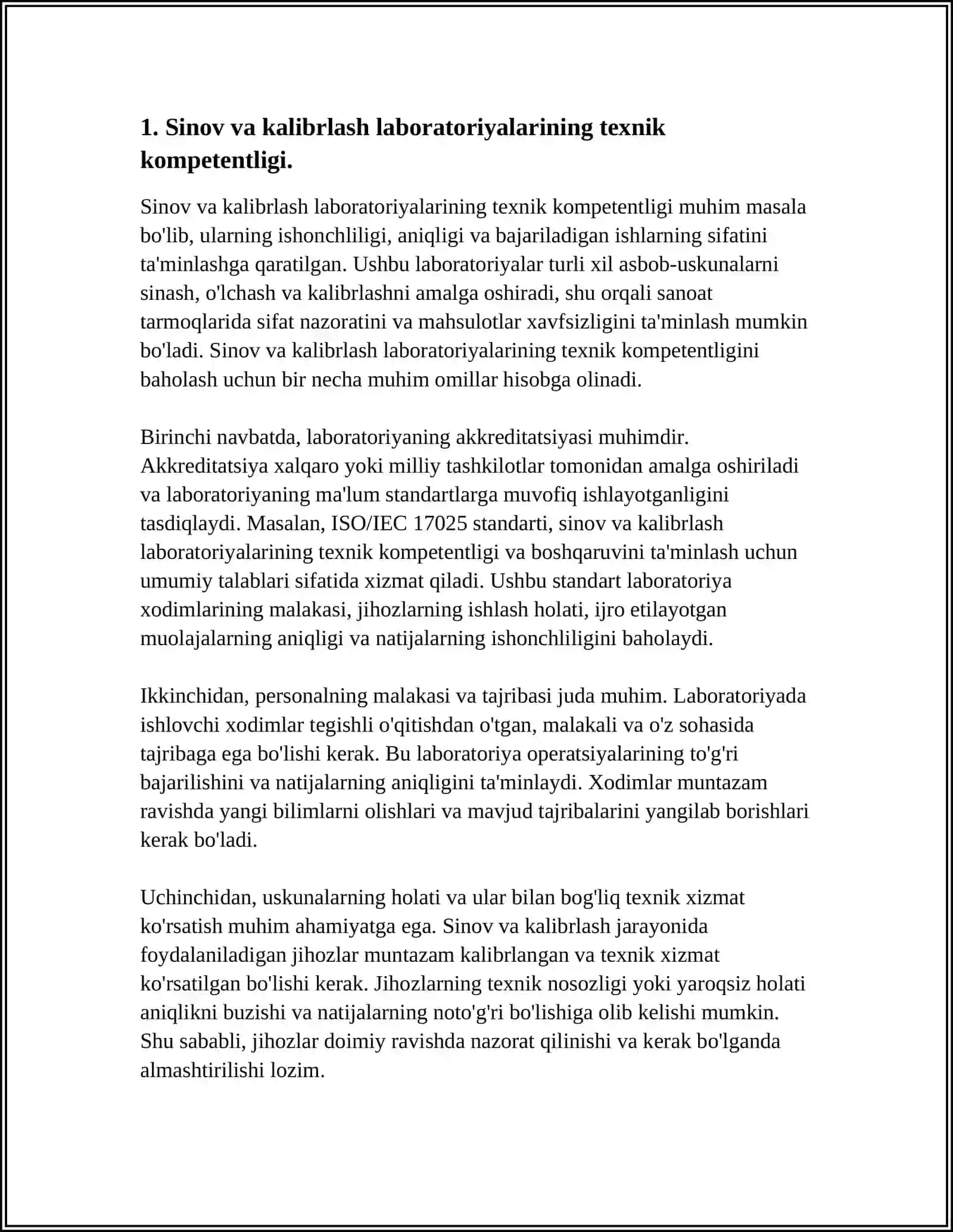 O'ZDST ISO 17025 BO'YICHA INSPEKSION TEKSHIRISH 3