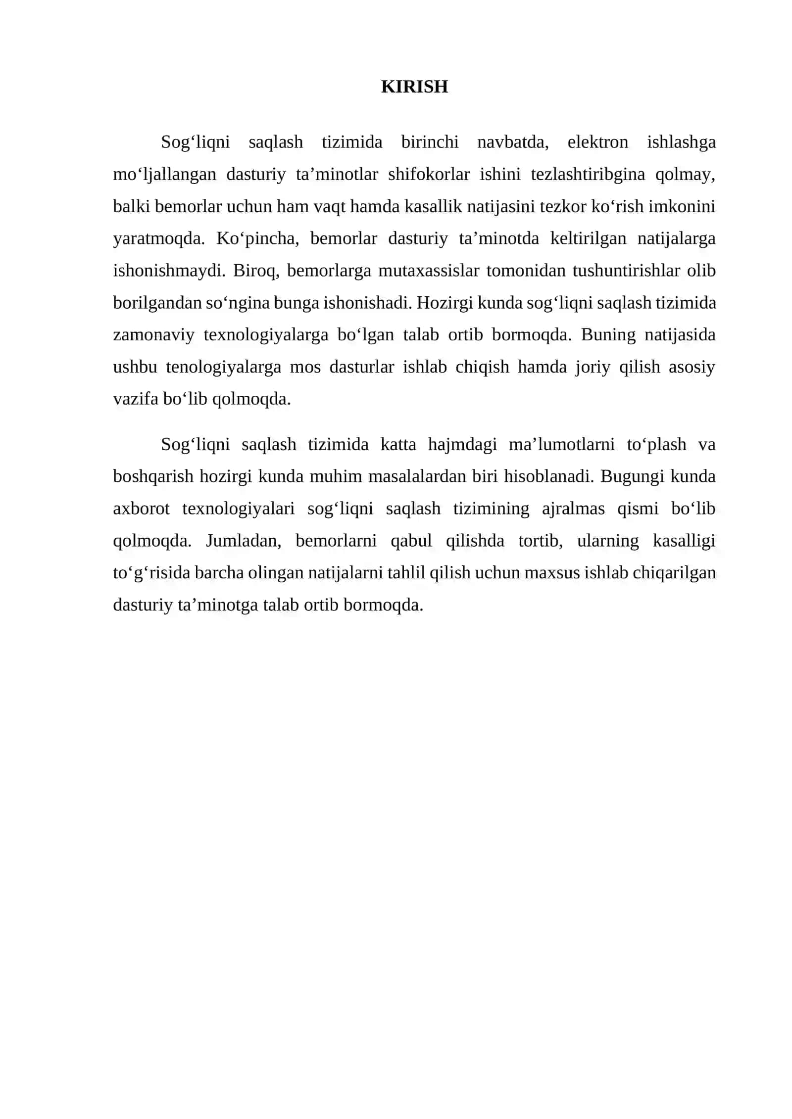 Tibbiyot axborot tizimlari va ularning dasturiy ta’minotini ishlab chiqish 3
