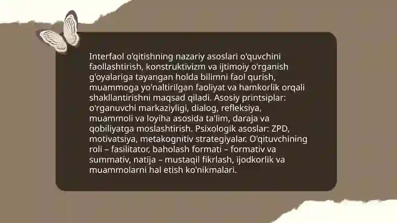 Ta'limning interfaol usullari.Dars o‘tish texnologiyalari 3
