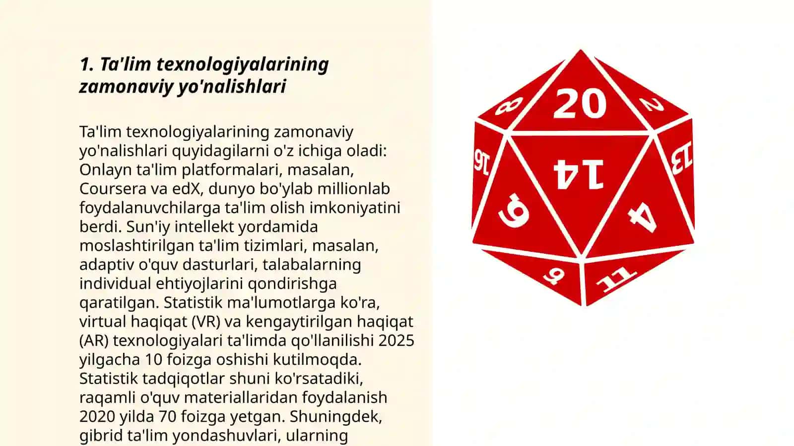 Ta'lim texnalogiyalarining oziga xos pisixologik xususiyatlari. Ta'limning inson haotidagi o'rni 3