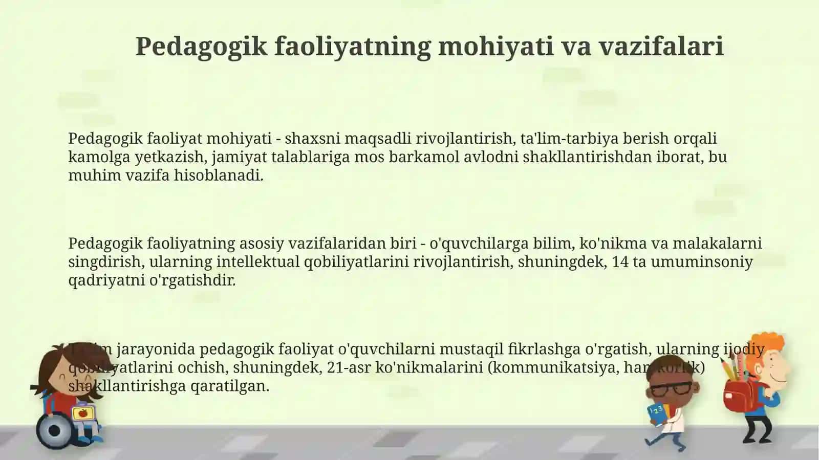 Pedagogik faoliyat. Pedagogik qobiliyatlar, ularning turlar 3