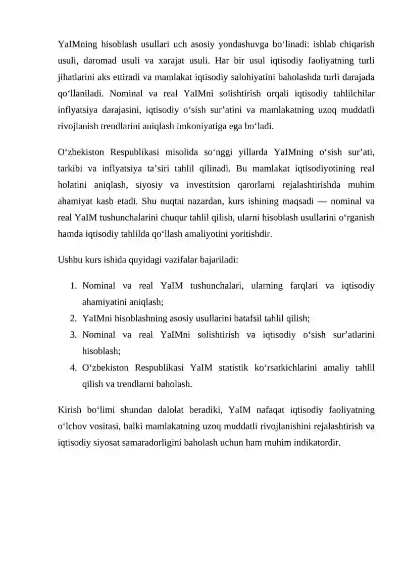 NOMINAL VA REAL YALPI ICHKI MAHSULOT (YAIM): TUSHUNCHASI, HISOBLASH USULLARI VA IQTISODIY AHAMIYATI 3
