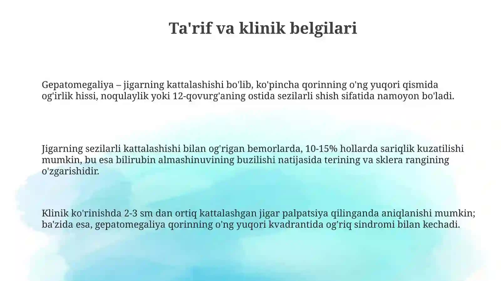 Gepatomegaliya bilan kechuvchi kasalliklar etiopatogenezi 3