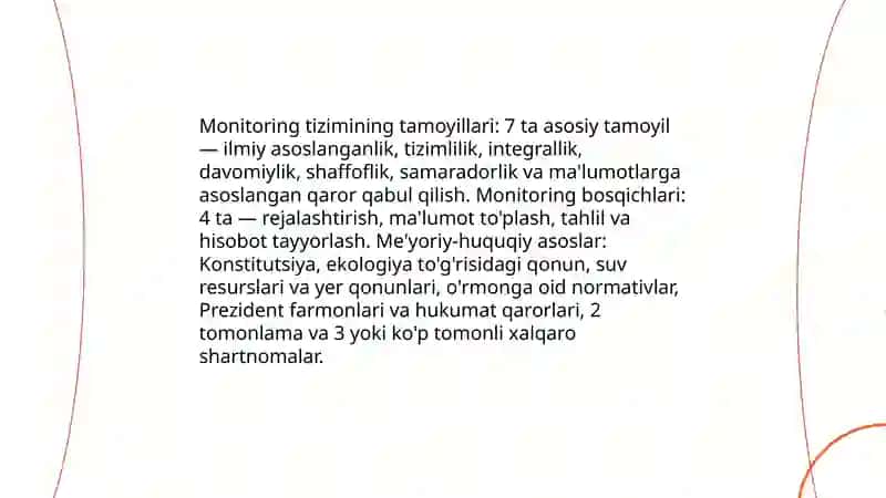 Monitoring tizimining tamoyillari va me'yoriy-huquqiy asoslari 3