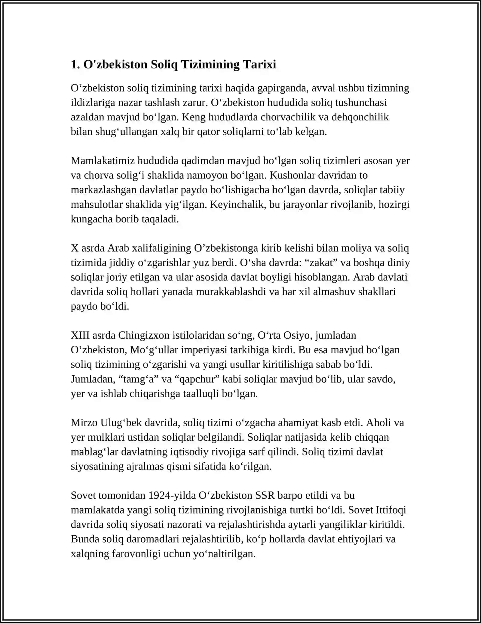 O‘ZBEKISTONDA SOLIQLARNING RIVOJLANISH BOSQICHLARI 3