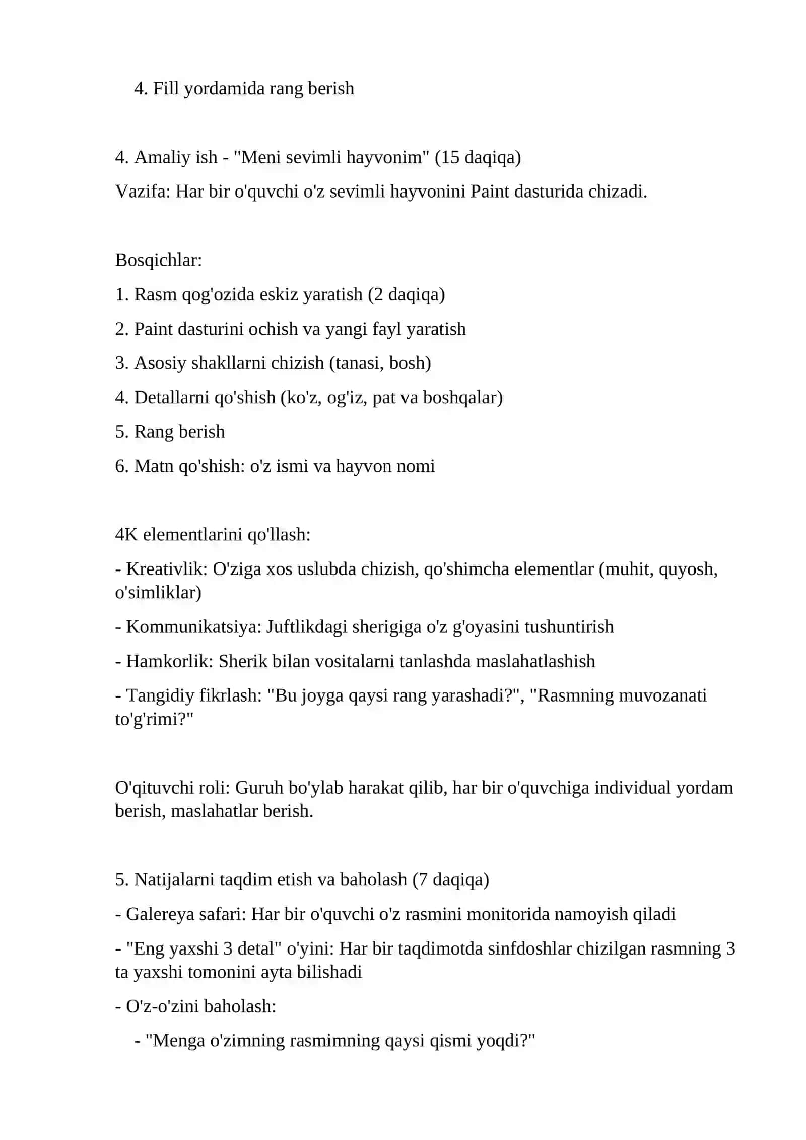 Paint dasturi orqali rasm chizish: Meni sevimli hayvonim 3