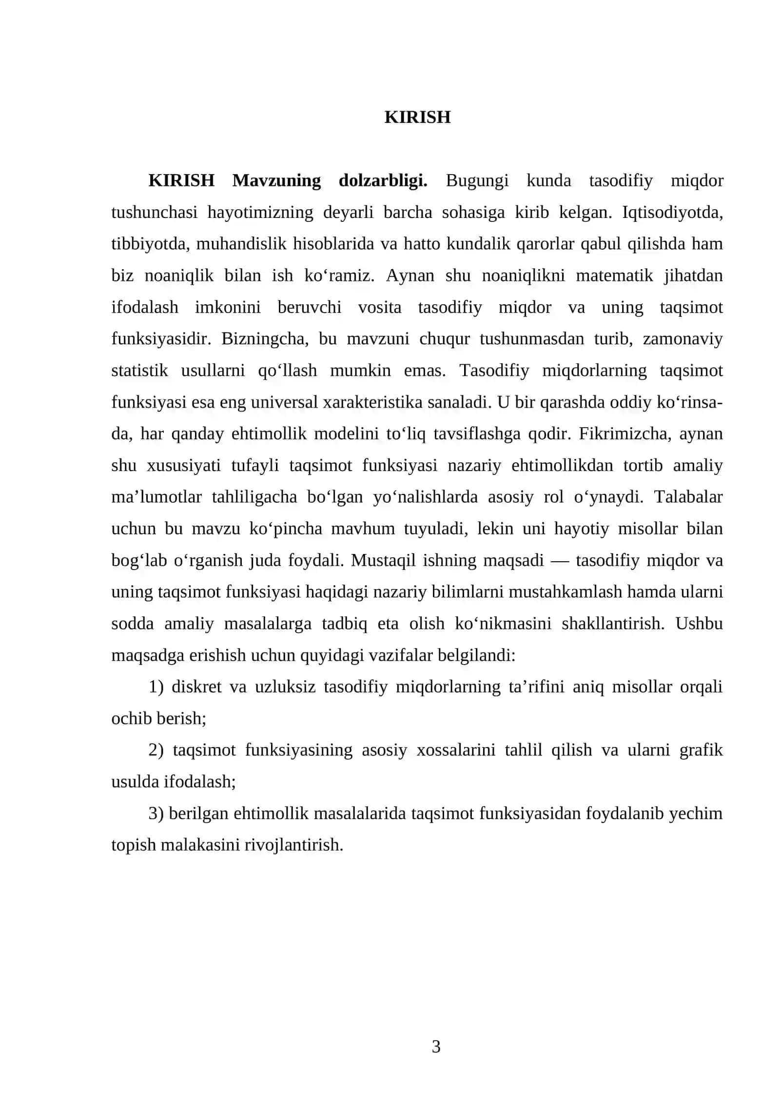 Tasodifiy miqdor va uning taqsimot funksiyasi 3