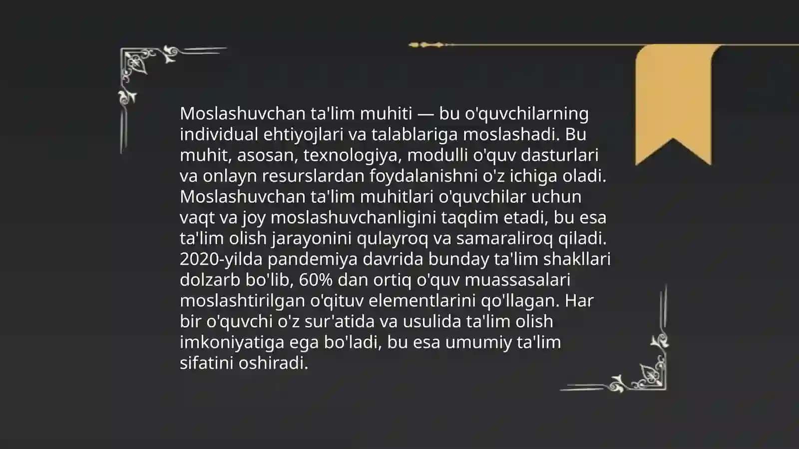 Moslashuvchan ta'lim maydonini tashkil etish 3