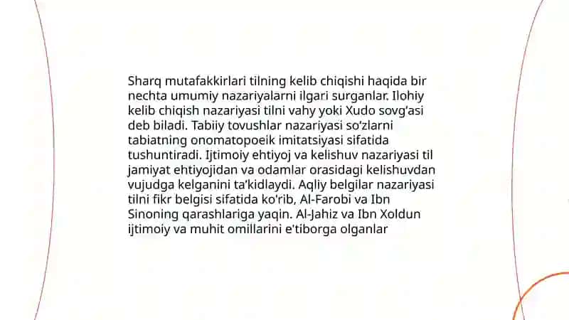 Sharq mutafakkirlarining til shakllanishiga oid qarashlari 3