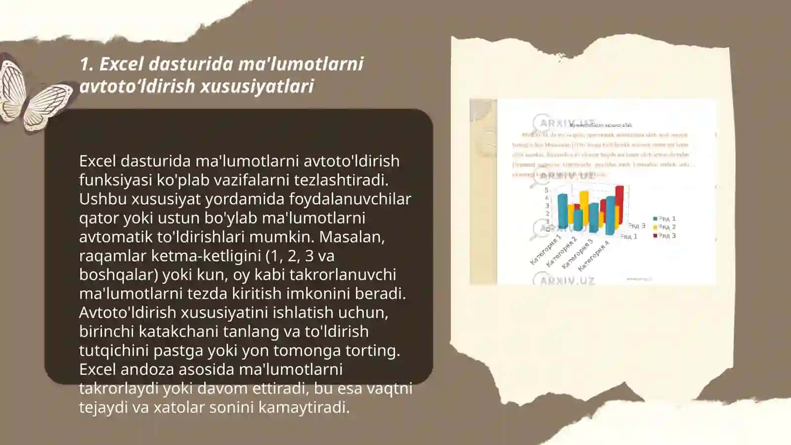 Excel dasturida avtoto’ldirishlar va avtohisoblashlar 3