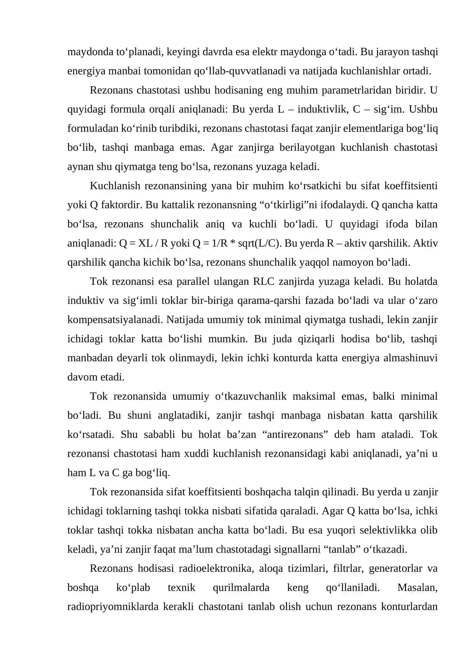 Kuchlanish rezonansi.Toz rezonansi. O‘zgaruvchan tok quvvati. Quvvat koeffitsiyenti 3
