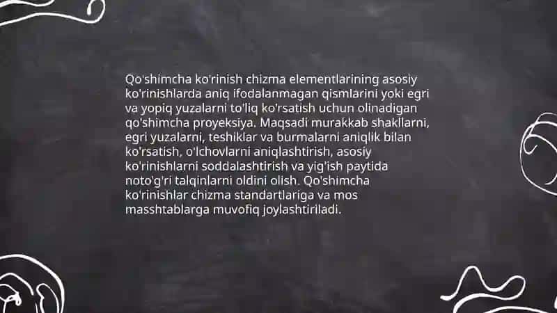 Qo'shimcha va mahalliy ko'rinishlar bajarishga oid topshiriqlar bajarish 3