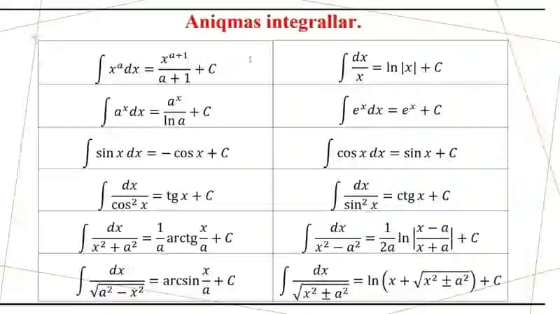 Integral hisobning asosiy qoidalari 3