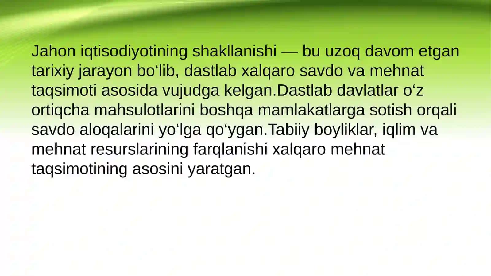 Jahon iqtisodiyotining shakllanishi va rivojlanish bosqichlari. 3
