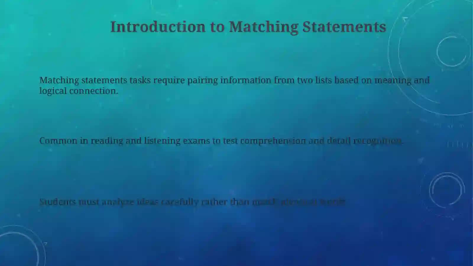 Pairing Information Matching Tasks 3
