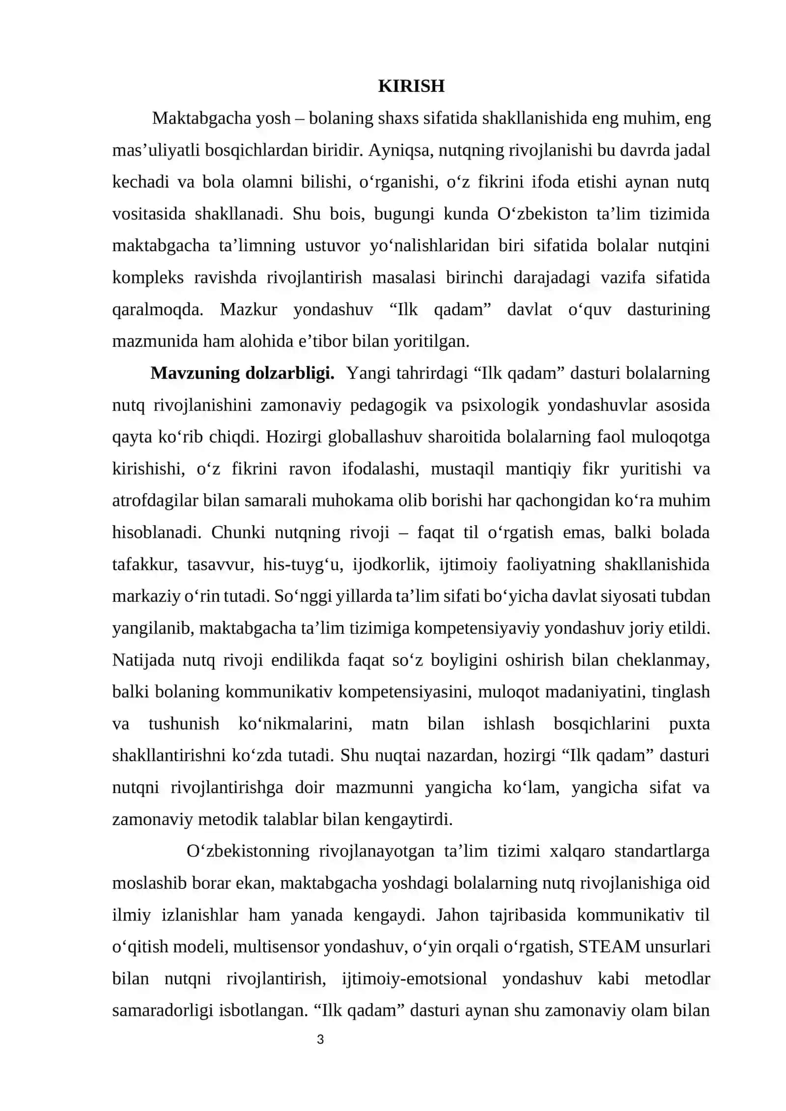 “ILK QADAM” DAVLAT O’QUV DASTURIDA BOLALAR NUTQINI O’STIRISH MAZMUNI 3