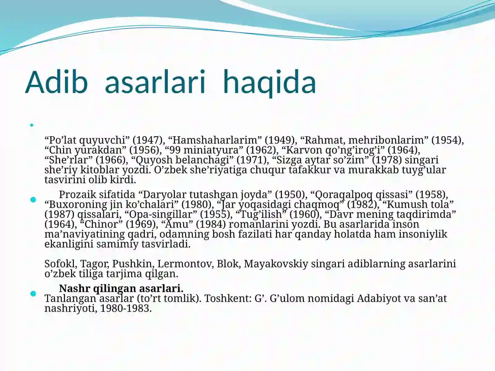 A.Muxtor hayoti va ijodi. She`rlari 3