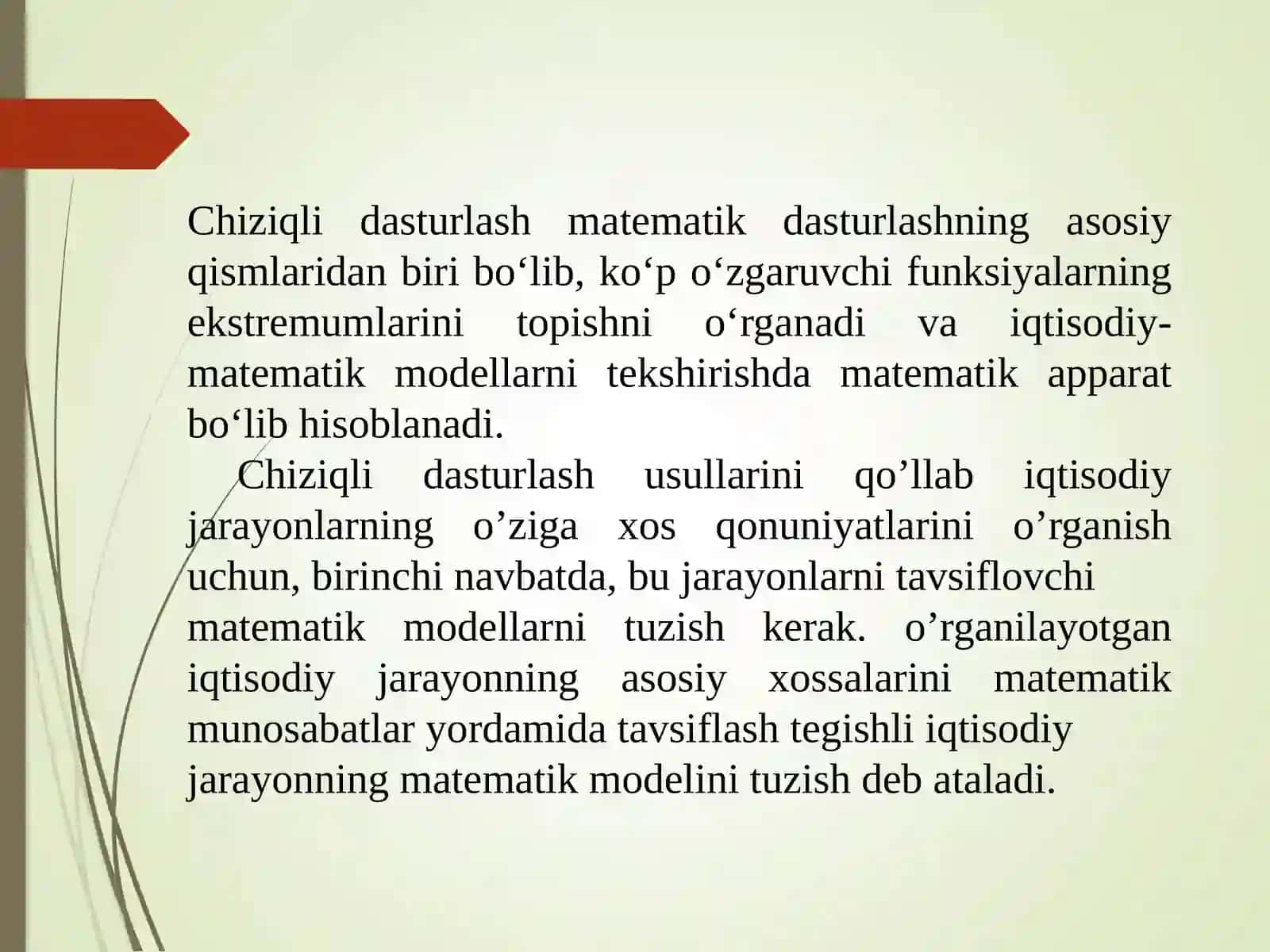 Chiziqli Dasturlash Masalalarining Matematik Modellari 3