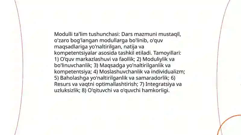 Modulli ta'limni tashkil etish 3