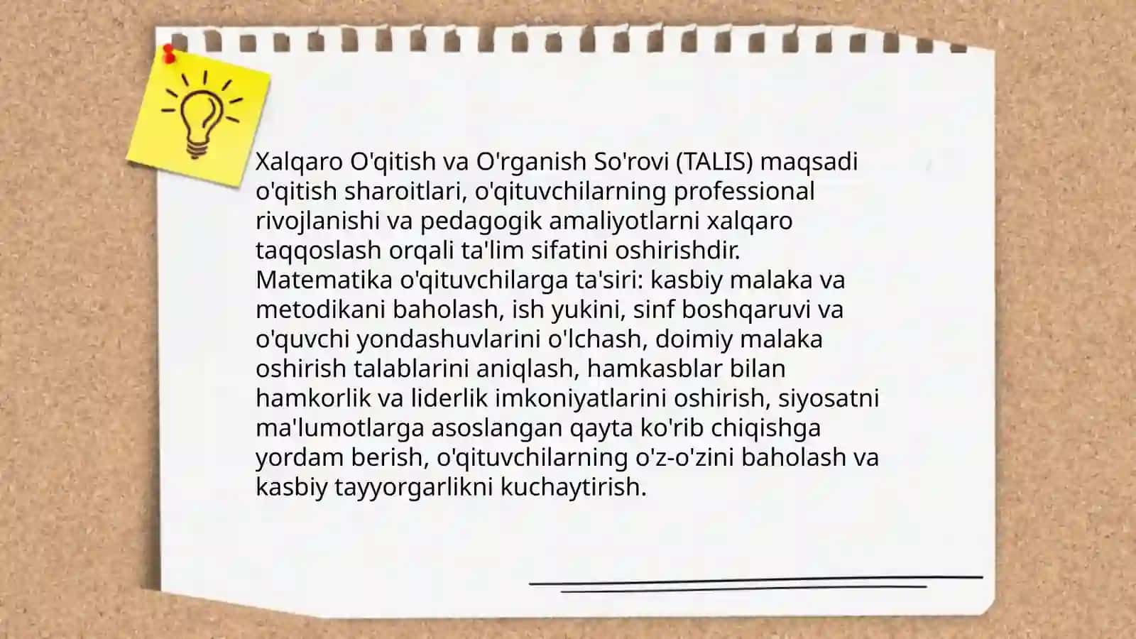 TALIS xalqaro baholash dasturi, matematika o’qituvchiga qo’yilgan zamonaviy talablar 3