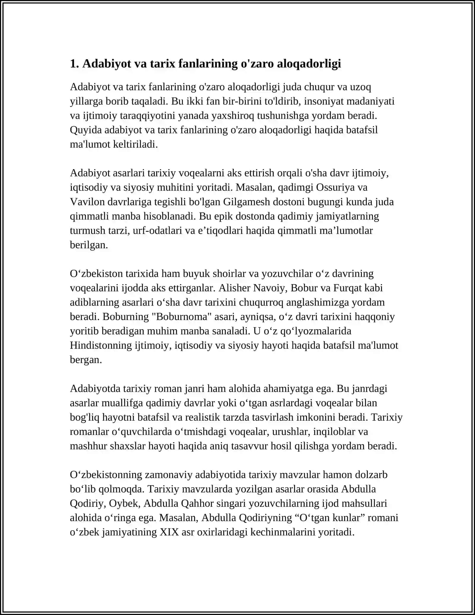 ADABIYOT VA TARIX FANLARINING O'ZARO HAMKORLIGI A.ORIPOVNING "SOHIBQIRON" DRAMASI MISOLIDA 3