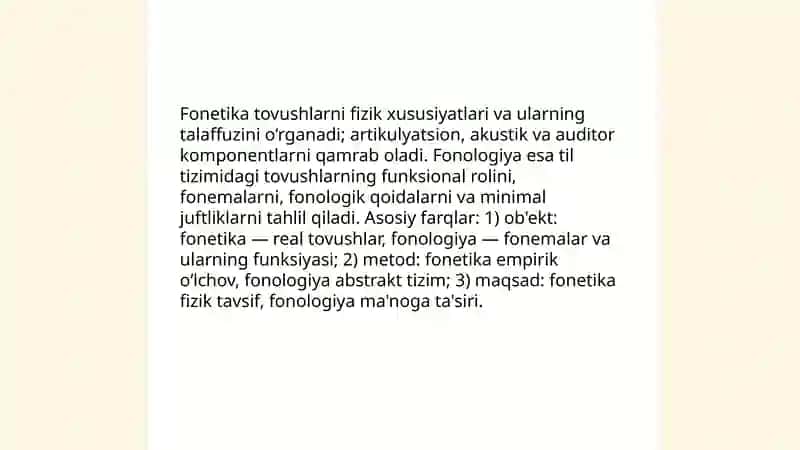 Tilning fonetik-fonologik sathi. Fonetika aspektlari 3