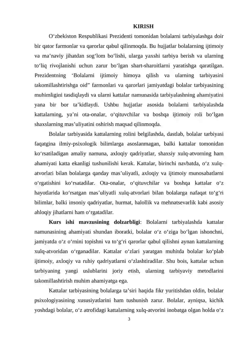 BOLALARNI KATTALAR NAMUNASIDA TARBIYALASH 3