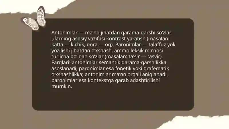 Antonim va Paronim turlari 3