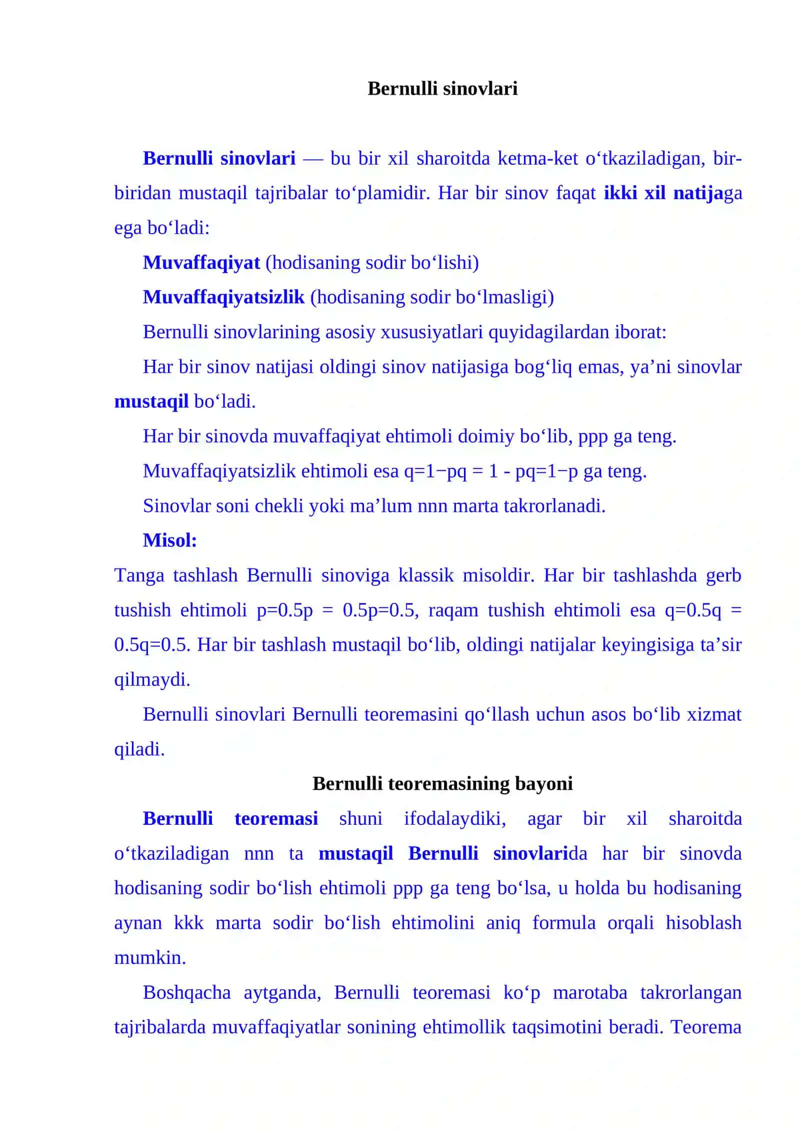 Bernulli teoremasi 3