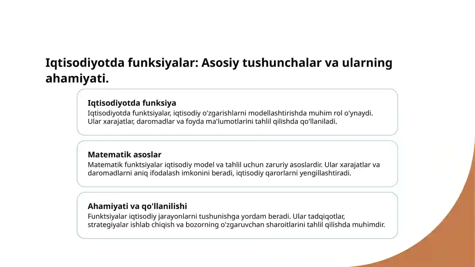 Iqtisodiyotda funksiyalar va grafiklar qo'llanilishi 3