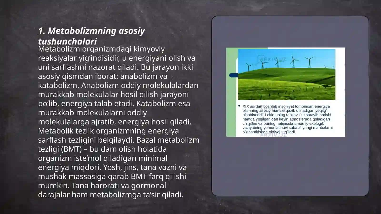 Metobolizim va energiya õrtasidagi õzaro boğliqlik 3