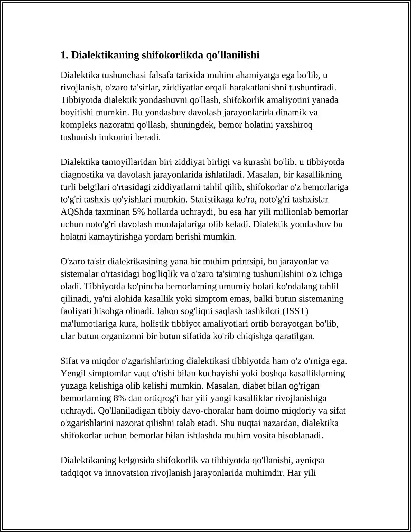 DIALEKTIKA 3 TA QONUNI, TABIAT, JAMIYAT, INSON HAQIDA SHIFOKORLIKKA BOG'LANGAN BO‘LISHI KERAK 3