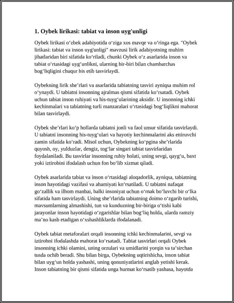 Oybek lirikasi: tabiat va inson uyg'unligi 3