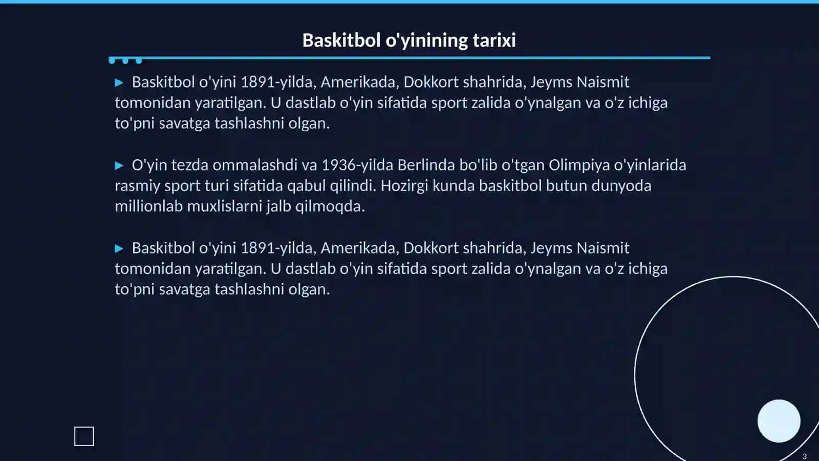 Baskitbol uyini qoydalarini efalutsiyasi va rivojlanishi 3