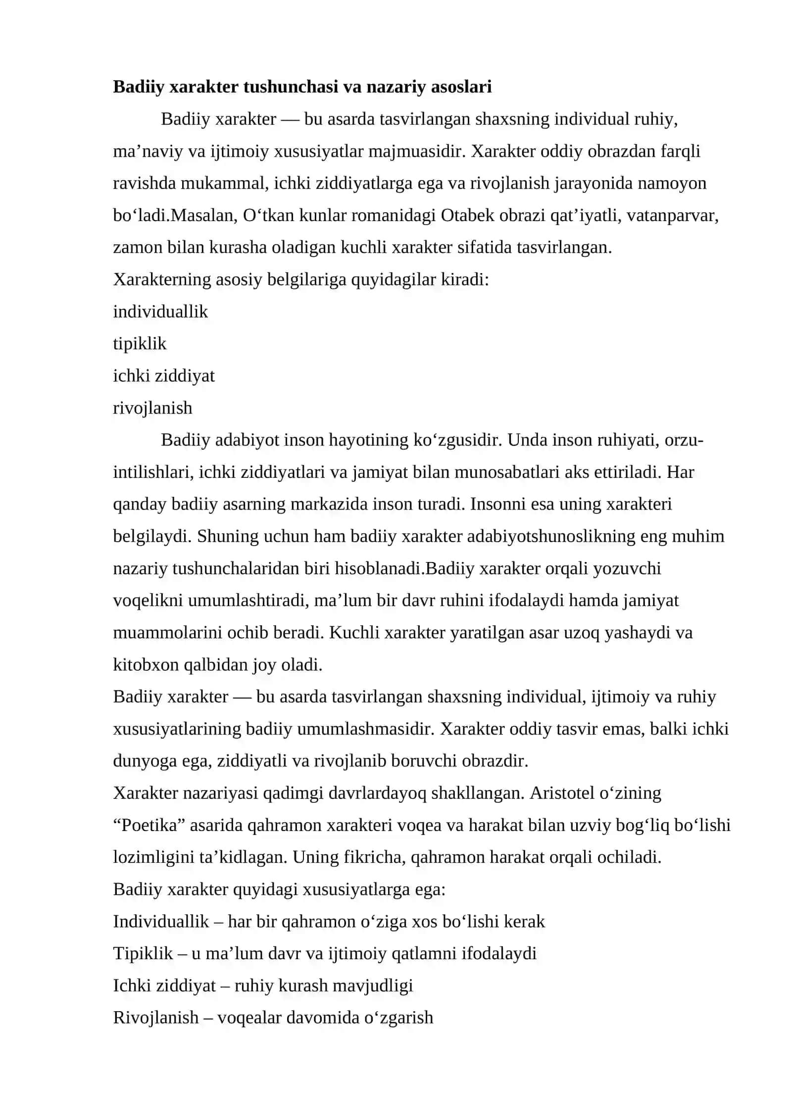 Badiiy xarakter Adabiy turlar va janrlar 3