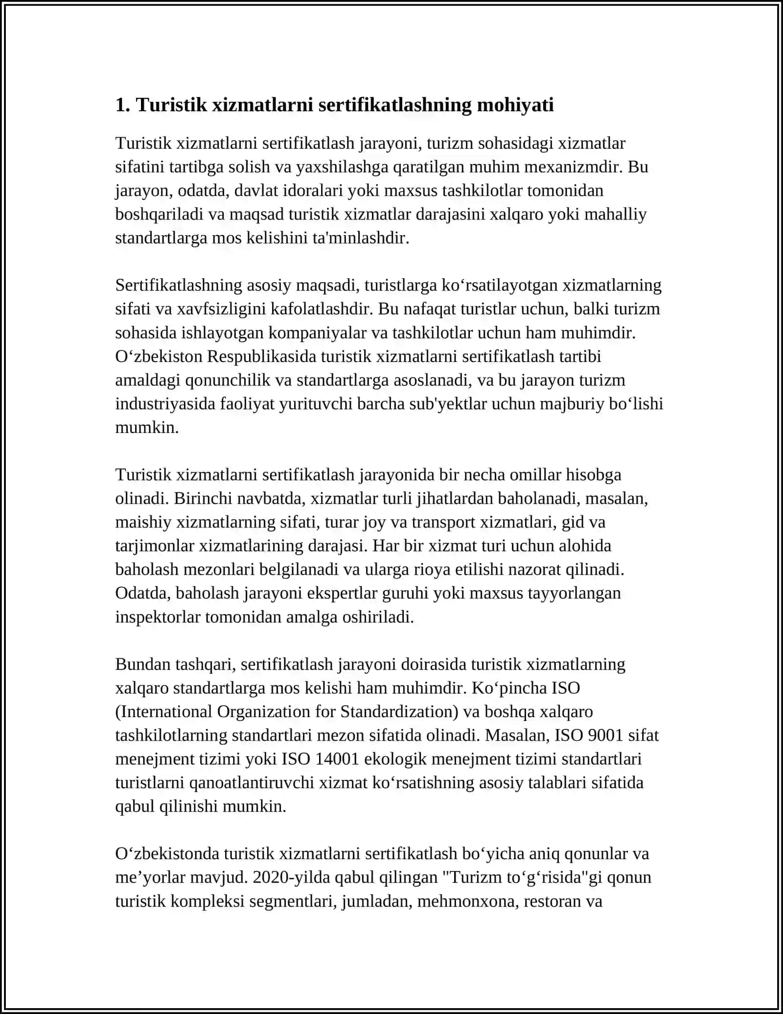 TURISTIK XIZMATLARNI SERTIFIKATLASHNING XALQARO STANDARTI 3
